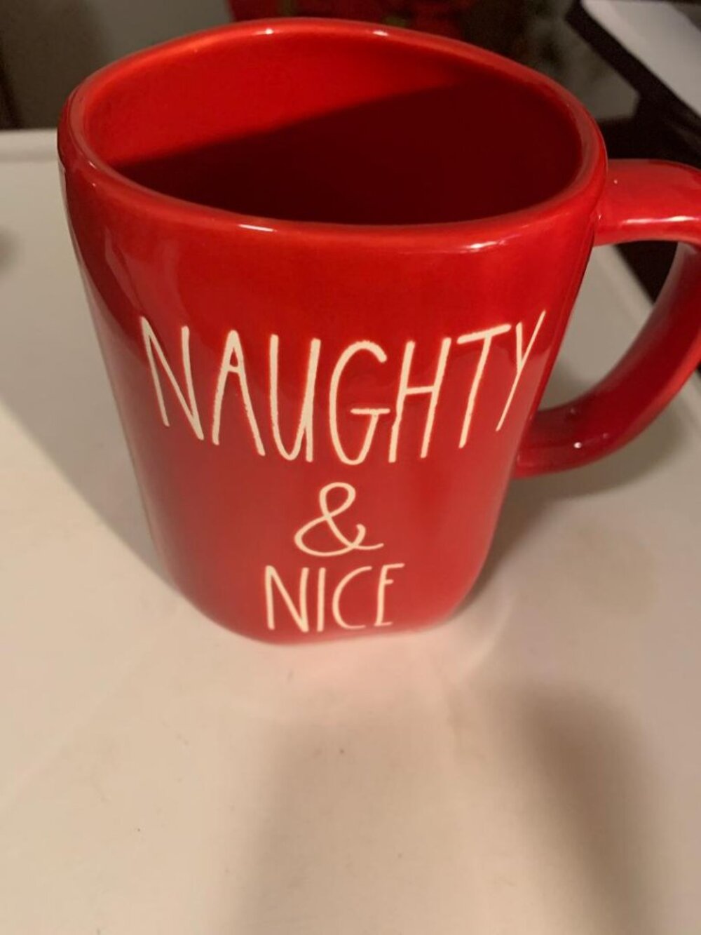 Rae Dunn Naughty Nice 5" Tall Coffee Tea Mug Cup Magenta Artisan Collection